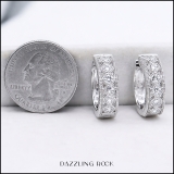 0.80 Carat (ctw) 18K White Gold Round White Diamond Ladies Huggies Hoop Earrings 3/4 CT