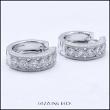 0.80 Carat (ctw) 18K White Gold Round White Diamond Ladies Huggies Hoop Earrings 3/4 CT