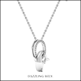 0.10 Carat (ctw) 10K White Gold Round Diamond Ladies Dolphin Pendant 1/10 CT (Silver Chain Included)