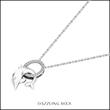 0.10 Carat (ctw) 10K White Gold Round Diamond Ladies Dolphin Pendant 1/10 CT (Silver Chain Included)