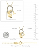 0.10 Carat (ctw) 10K Yellow Gold Round Diamond Ladies Dolphin Pendant 1/10 CT (Gold Chain Included)