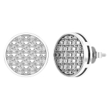 0.20 Carat (ctw) Sterling Silver Round Diamond Mens Ladies Unisex Hip Hop Stud Earrings 1/5 CT
