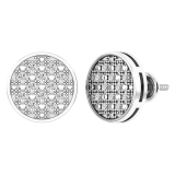 0.20 Carat (ctw) Sterling Silver Round Diamond Mens Ladies Unisex Hip Hop Stud Earrings 1/5 CT