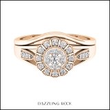 0.35 Carat (ctw) 10K Rose Gold Round White Diamond Halo Ladies Fashion Wedding Ring Set 1/3 CT