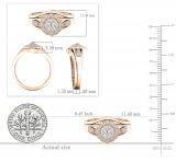 0.35 Carat (ctw) 10K Rose Gold Round White Diamond Halo Ladies Fashion Wedding Ring Set 1/3 CT