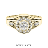 0.35 Carat (ctw) 10K Yellow Gold Round White Diamond Halo Ladies Fashion Wedding Ring Set 1/3 CT