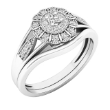 0.35 Carat (ctw) 18K White Gold Round White Diamond Halo Ladies Fashion Wedding Ring Set 1/3 CT