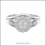 0.35 Carat (ctw) 18K White Gold Round White Diamond Halo Ladies Fashion Wedding Ring Set 1/3 CT