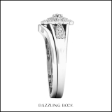 0.35 Carat (ctw) 18K White Gold Round White Diamond Halo Ladies Fashion Wedding Ring Set 1/3 CT
