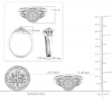 0.35 Carat (ctw) 18K White Gold Round White Diamond Halo Ladies Fashion Wedding Ring Set 1/3 CT
