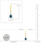 0.50 Carat (ctw) 10K Yellow Gold Round Blue & White Diamond Ladies Cluster Dangle Earrings 1/2 CT