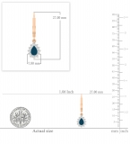 0.50 Carat (ctw) 18K Rose Gold Round Blue & White Diamond Ladies Cluster Dangle Earrings 1/2 CT