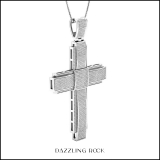 1.90 Carat (ctw) Sterling Silver Round White Diamond Mens Religious Cross Pendant