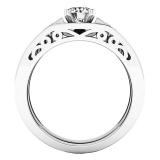 1.20 Cttw Round White Diamond Filigree Grooved Engagement Ring Set for Women in 18K Solid White Gold