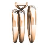 0.10 Carat (ctw) 10K Rose Gold Round Diamond Men's & Women's Trio Bridal Set 1/10 CT