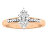 0.10 Carat (ctw) 10K Rose Gold Round White Diamond Ladies Marquise Shaped Cluster Ring 1/10 CT
