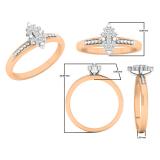 0.10 Carat (ctw) 10K Rose Gold Round White Diamond Ladies Marquise Shaped Cluster Ring 1/10 CT