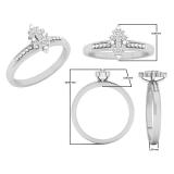 0.10 Carat (ctw) 10K White Gold Round White Diamond Ladies Marquise Shaped Cluster Ring 1/10 CT