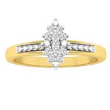 0.10 Carat (ctw) 10K Yellow Gold Round White Diamond Ladies Marquise Shaped Cluster Ring 1/10 CT