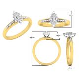 0.10 Carat (ctw) 10K Yellow Gold Round White Diamond Ladies Marquise Shaped Cluster Ring 1/10 CT