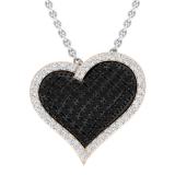 0.80 Carat (ctw) 10K Rose Gold Round Black & White Diamond Ladies Heart Pendant 3/4 CT