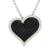 0.80 Carat (ctw) 10K Yellow Gold Round Black & White Diamond Ladies Heart Pendant 3/4 CT