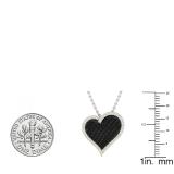 0.80 Carat (ctw) 10K Yellow Gold Round Black & White Diamond Ladies Heart Pendant 3/4 CT