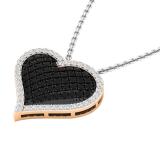 0.80 Carat (ctw) 14K Rose Gold Round Black & White Diamond Ladies Heart Pendant 3/4 CT