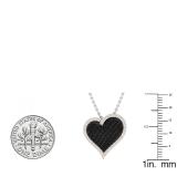 0.80 Carat (ctw) 18K Rose Gold Round Black & White Diamond Ladies Heart Pendant 3/4 CT