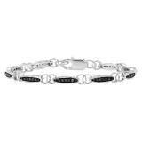 1.05 Carat (ctw) Sterling Silver Round Black Diamond Ladies Tennis Bracelet 1 CT