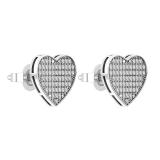 0.55 CT Round White Diamond Heart Shape Platinum Plated Stud Earrings in 925 Sterling Silver in Push Back