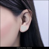 0.55 CT Round White Diamond Heart Shape Platinum Plated Stud Earrings in 925 Sterling Silver in Screw Back