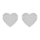 0.55 CT Round White Diamond Heart Shape Platinum Plated Stud Earrings in 925 Sterling Silver in Screw Back