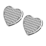 0.55 CT Round White Diamond Heart Shape Platinum Plated Stud Earrings in 925 Sterling Silver in Screw Back