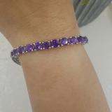 Sterling Silver 5 MM Each Round Genuine Amethyst Ladies Tennis Bracelet