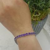Sterling Silver 5 MM Each Round Genuine Amethyst Ladies Tennis Bracelet