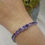 Sterling Silver 5 MM Each Round Genuine Amethyst Ladies Tennis Bracelet