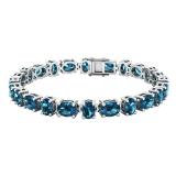 Sterling Silver Oval Genuine Blue Topaz Ladies Tennis Bracelet