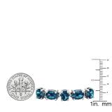 Sterling Silver Oval Genuine Blue Topaz Ladies Tennis Bracelet
