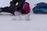 0.20 Carat (ctw) Sterling Silver Round Diamond Ice Cube Dice Shape Mens Hip Hop Iced Stud Earrings