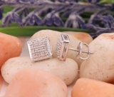 0.20 Carat (ctw) Sterling Silver Round Diamond Ice Cube Dice Shape Mens Hip Hop Iced Stud Earrings