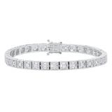 0.40 Carat (ctw) 10K White Gold Round White Diamond Ladies Tennis Bracelet
