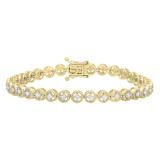 1.05 Carat (ctw) 18K Yellow Gold Round White Diamond Ladies Tennis Bracelet 1 CT