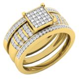 0.35 Carat (ctw) 18K Yellow Gold Plated Sterling Silver Round Diamond Womens Bridal Trio Set 1/3 CT