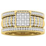 0.35 Carat (ctw) 18K Yellow Gold Plated Sterling Silver Round Diamond Womens Bridal Trio Set 1/3 CT