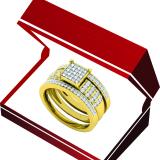 0.35 Carat (ctw) 18K Yellow Gold Plated Sterling Silver Round Diamond Womens Bridal Trio Set 1/3 CT