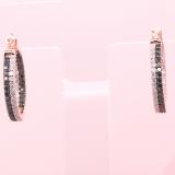 1.00 Carat (ctw) 10K Rose Gold Round Black & White Diamond Ladies In & Out Hoop Earrings 1 CT
