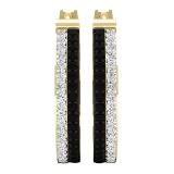 1.00 Carat (ctw) 10K Yellow Gold Round Black & White Diamond Ladies In & Out Hoop Earrings 1 CT