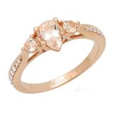 10K Rose Gold 7X5 MM Pear Morganite & Round White Diamond Bridal 3 Stone Engagement Ring