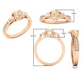 10K Rose Gold 7X5 MM Pear Morganite & Round White Diamond Bridal 3 Stone Engagement Ring